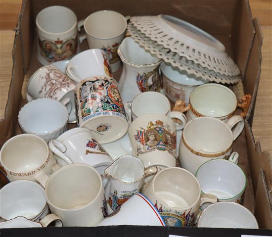 A collection of Edwardian and later commemorative ceramics